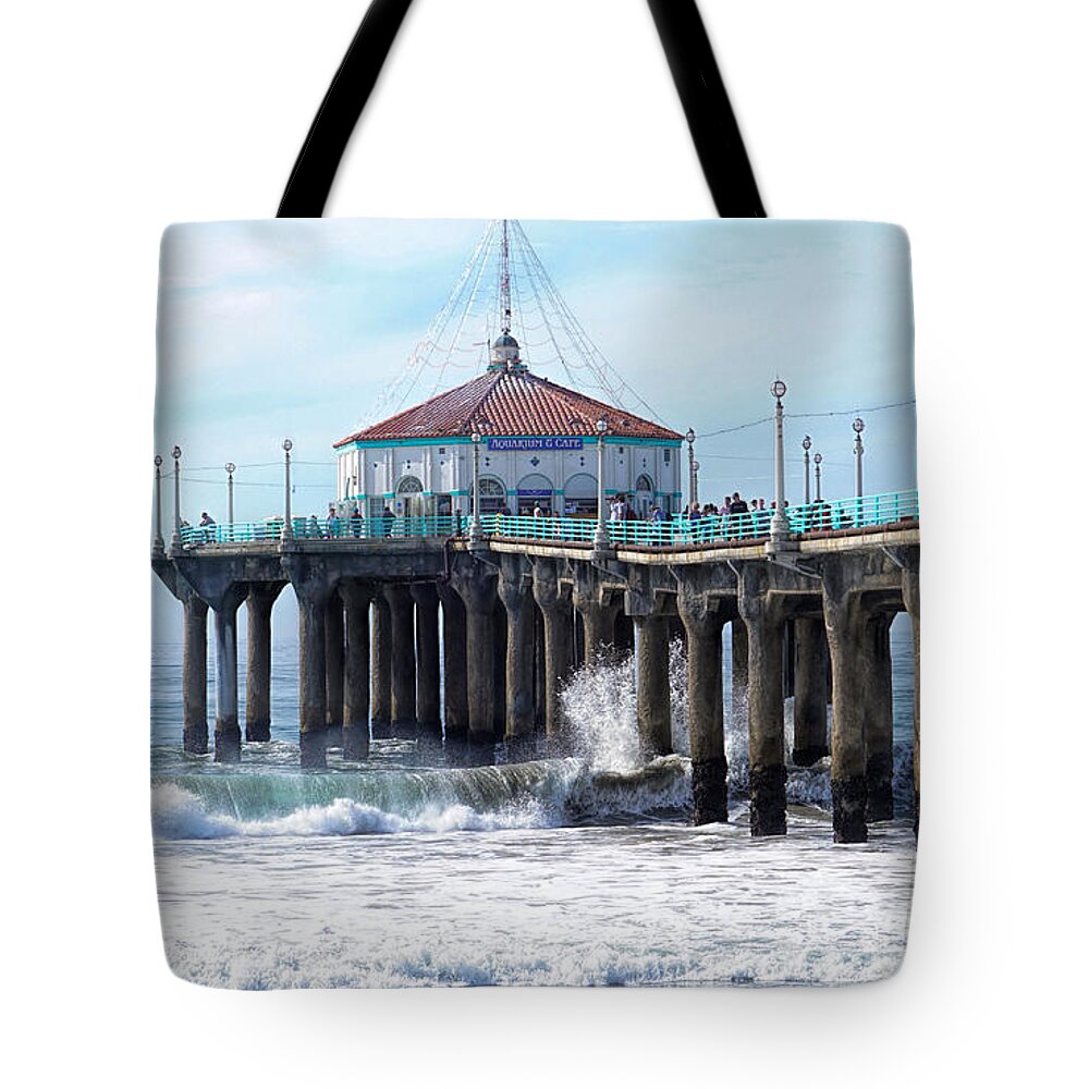 Manhattan Tote Bag featuring the photograph Windy Manhattan Pier by Michael Hope