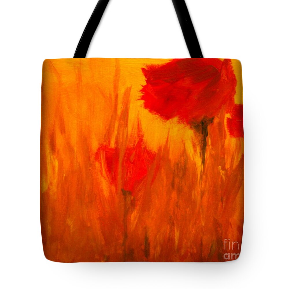 Flowers Tote Bag featuring the painting Windy Red by Julie Lueders 
