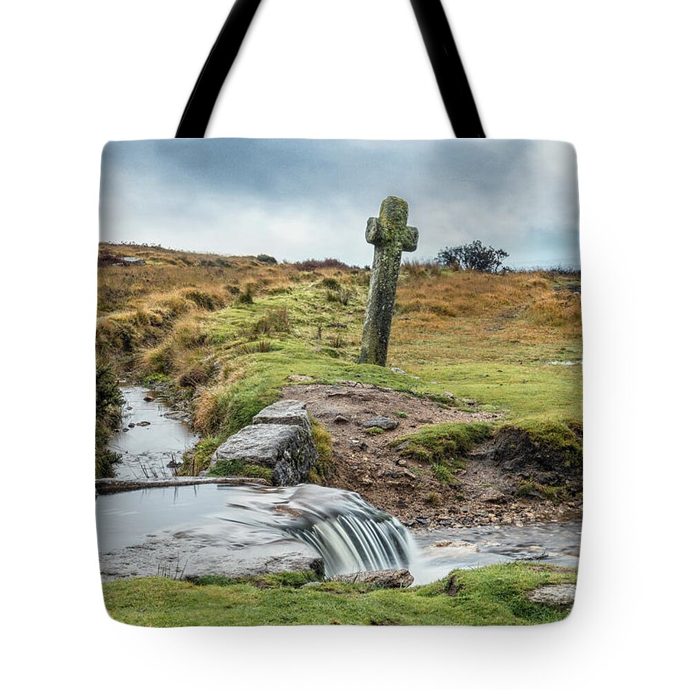Windypost Cross Tote Bag featuring the photograph Windypost Cross - Dartmoor by Joana Kruse