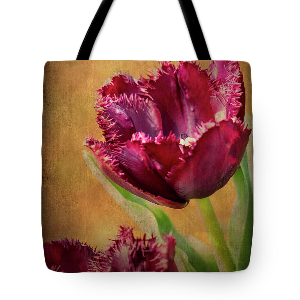 Wine Tote Bag featuring the painting Wine Dark Tulips from my Garden by Chris Armytage