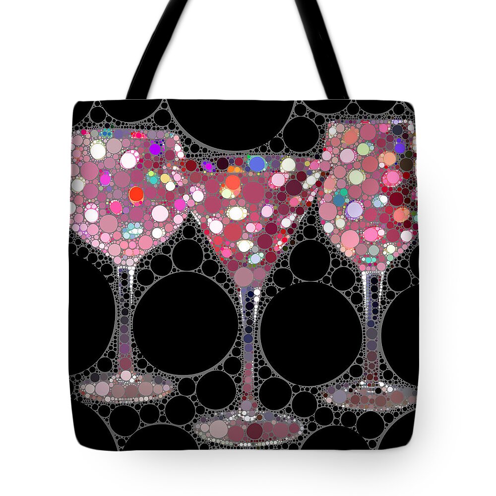 Wine Glasses Tote Bag featuring the digital art Wine Glass Art-5 by Nina Bradica