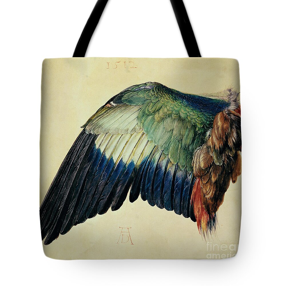 Wing Tote Bag featuring the painting Wing of a Blue Roller by Albrecht Durer