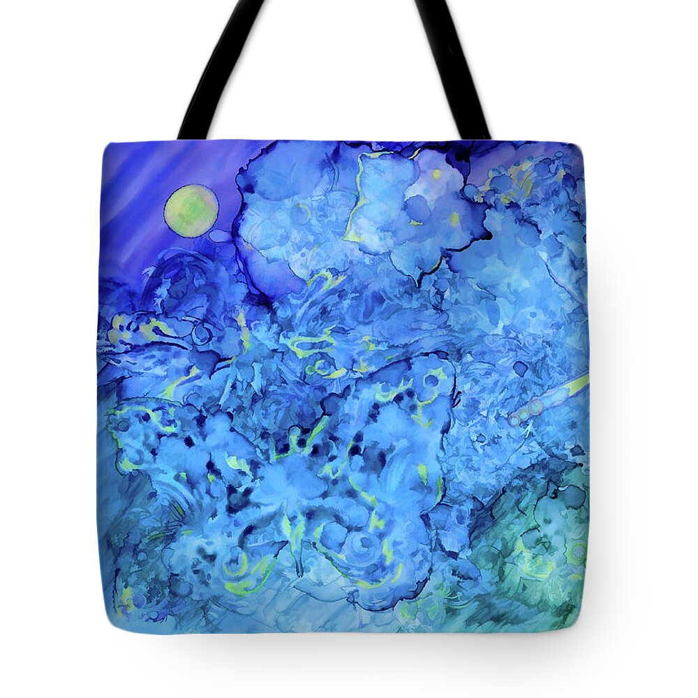 Dragonfly Tote Bag featuring the painting Winged Chaos Under the Moon by Kerri Farley