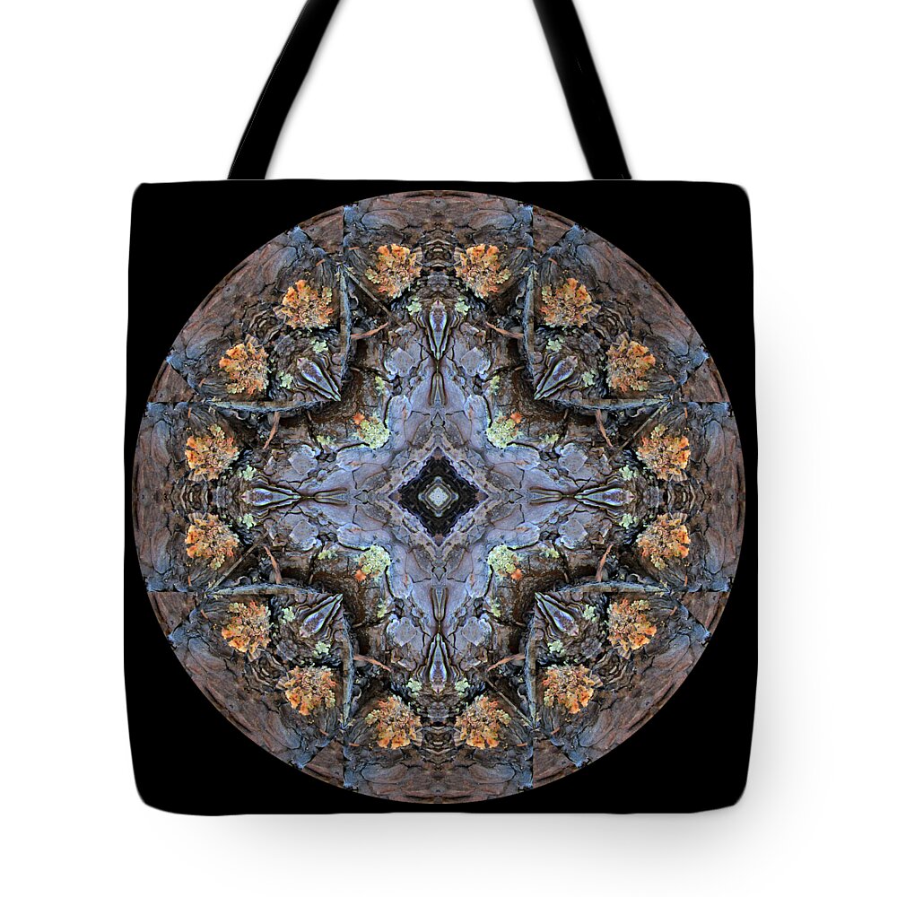 Mandala Tote Bag featuring the digital art Winged Creatures in a Star Kaleidoscope #1 by Julia L Wright