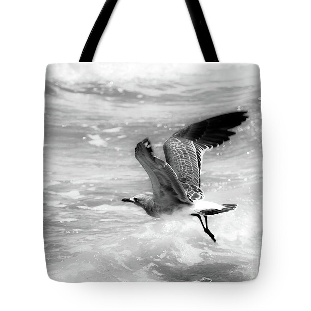 Ring Billed Gull. Seagull Tote Bag featuring the photograph Winged Departure by Carol Lloyd