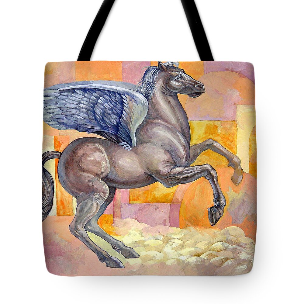 Horse Tote Bag featuring the painting Winged Horse by Filip Mihail