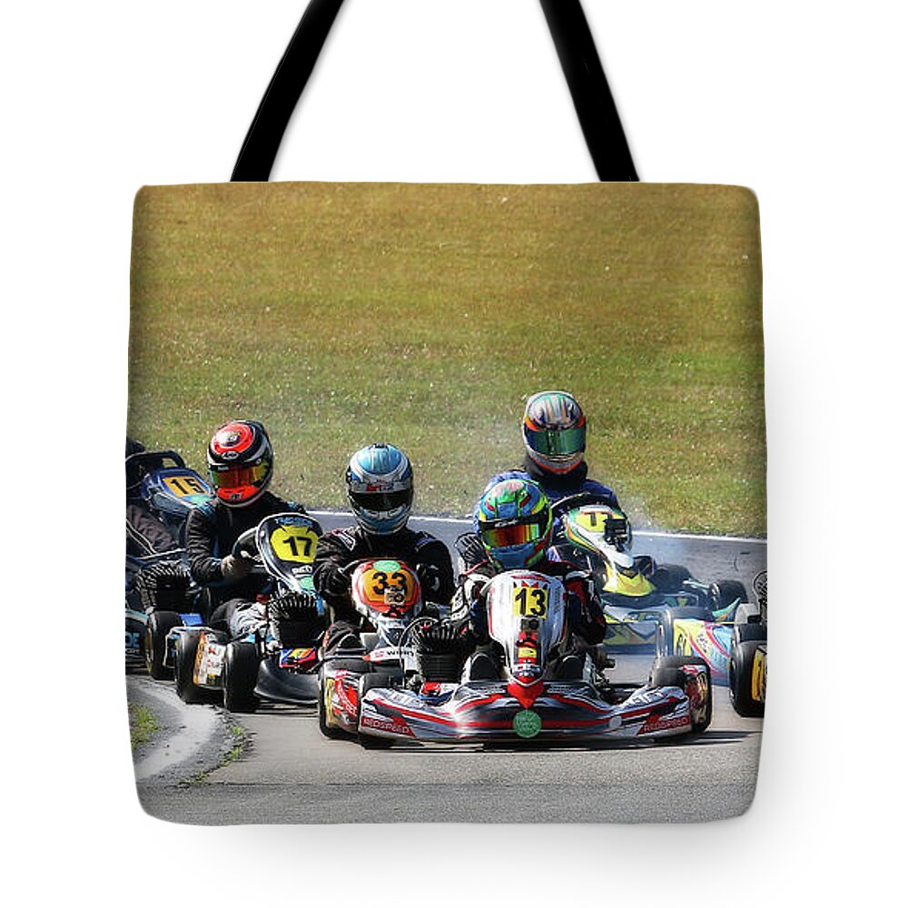Wingham Go Karts Tote Bag featuring the photograph Wingham Go Karts 06 by Kevin Chippindall