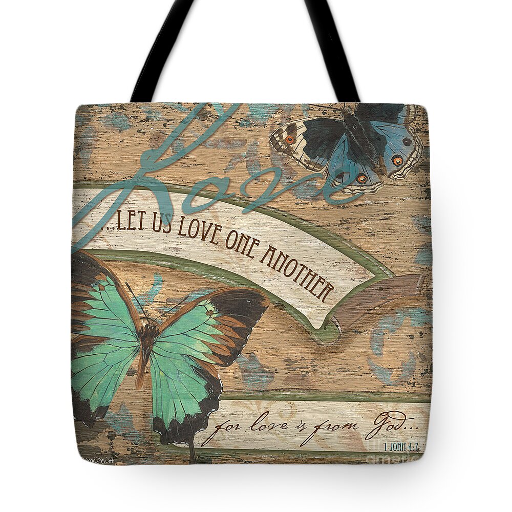 Butterfly Tote Bag featuring the painting Wings of Love by Debbie DeWitt