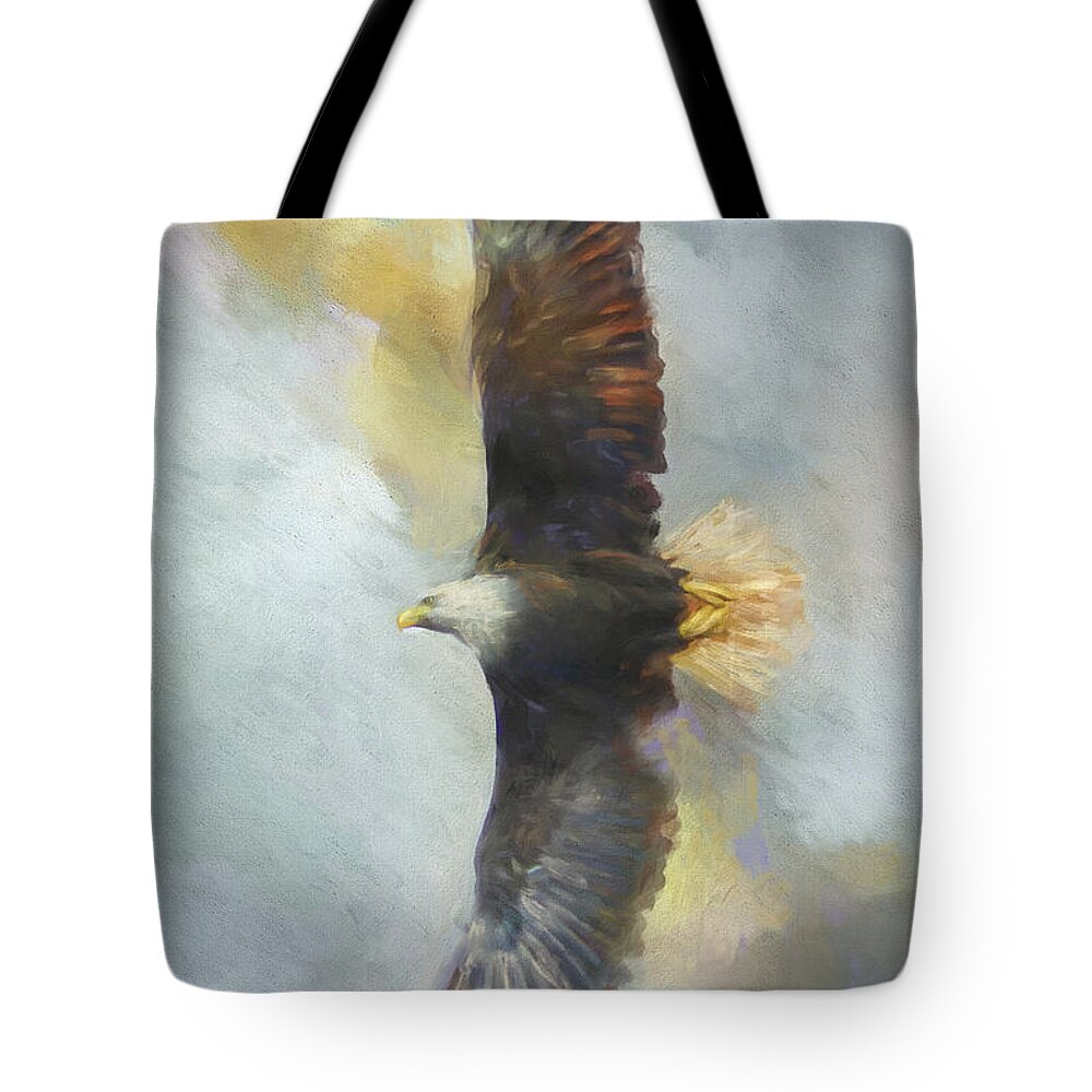 Jai Johnson Tote Bag featuring the painting Wingspan Bald Eagle Art by Jai Johnson