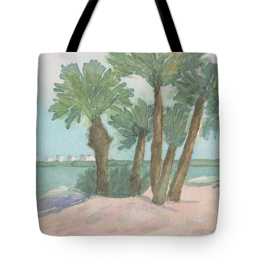 Watercolor Tote Bag featuring the painting Winter at the Beach by Marcy Brennan