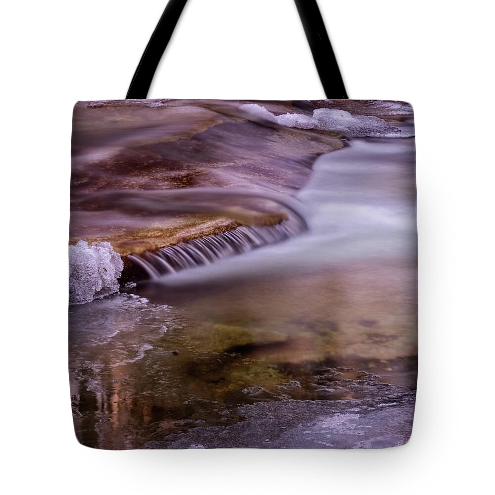 Stickney Brook Tote Bag featuring the photograph Winter Brook by Tom Singleton
