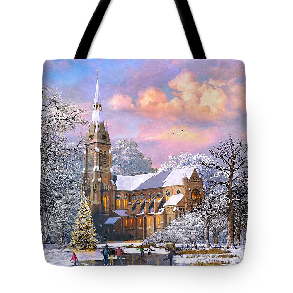 Skaters Tote Bag featuring the digital art Winter Cathedral by MGL Meiklejohn Graphics Licensing
