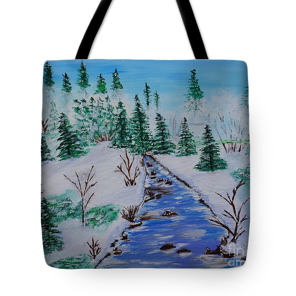 Snow Tote Bag featuring the painting Winter Calmness by Jimmy Clark