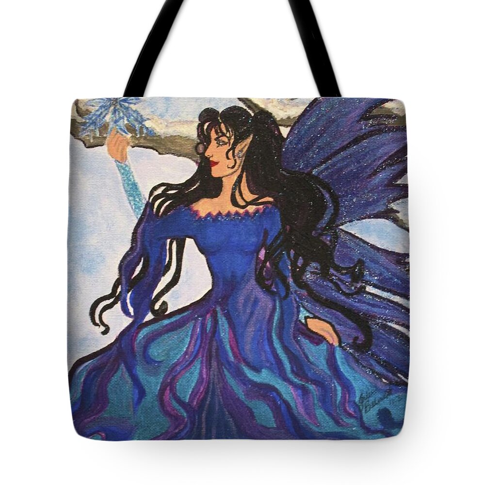 Fairy Tote Bag featuring the painting Winter Fairy by Julie Belmont