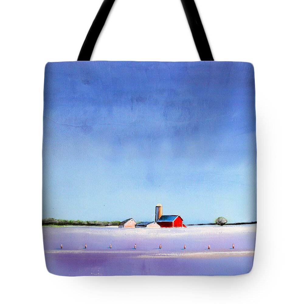 Minimalist Art Tote Bag featuring the painting Winter Farm by Toni Grote