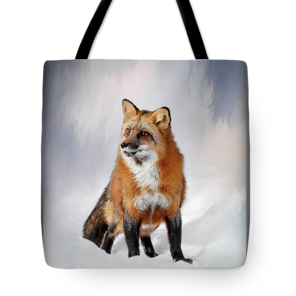 Winter Fox Tote Bag featuring the photograph Winter Fox by Wes and Dotty Weber