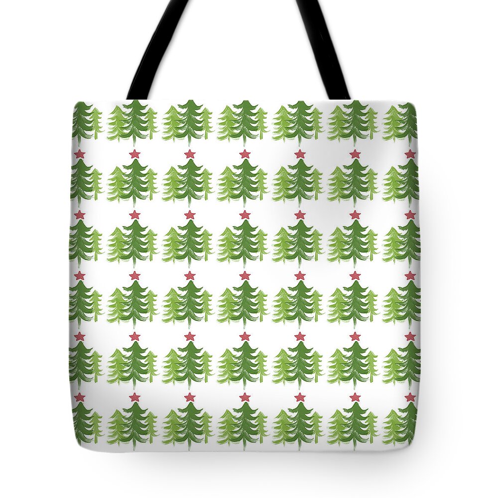 Winter Tote Bag featuring the painting Winter Holiday Trees 1- Art by Linda Woods by Linda Woods