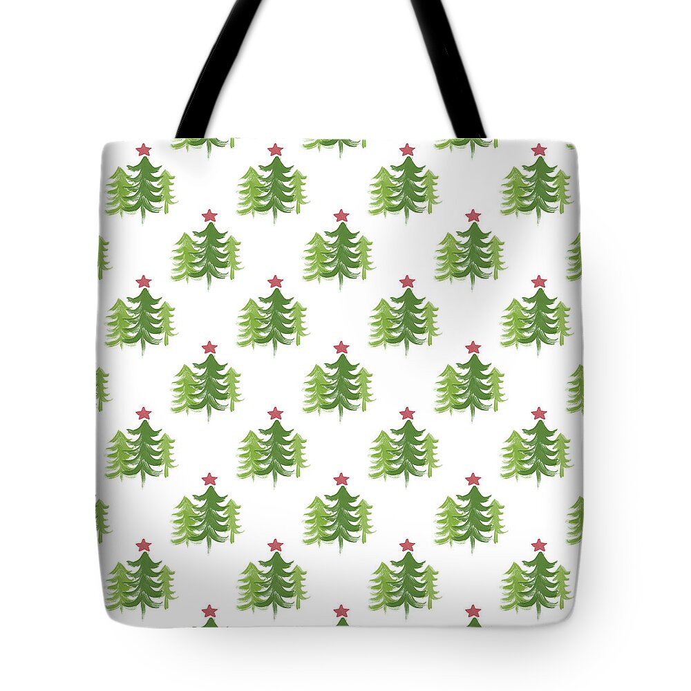 Winter Tote Bag featuring the painting Winter Holiday Trees 2- Art by Linda Woods by Linda Woods