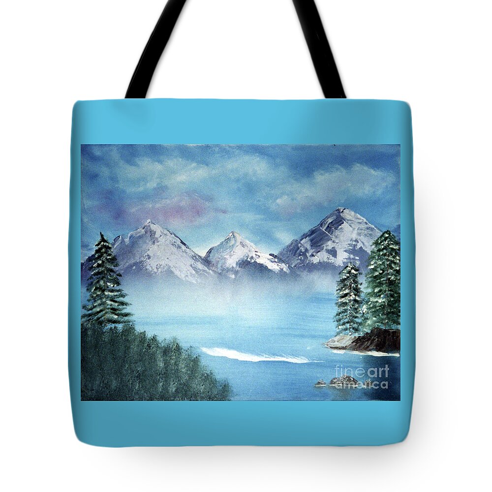 Lake Tahoe Tote Bag featuring the painting Winter In Lake Tahoe by Artist Linda Marie