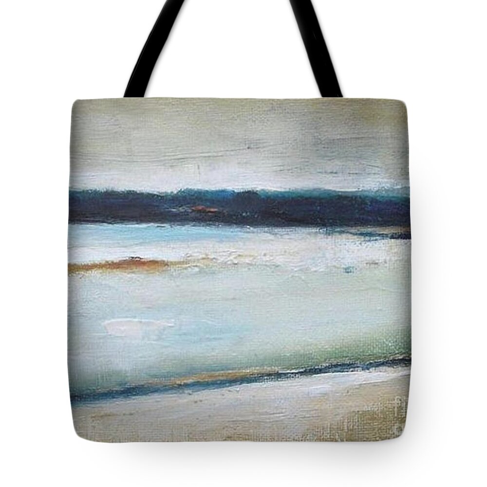 Landscape Tote Bag featuring the painting Winter Lake by Vesna Antic