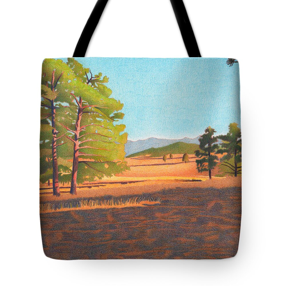 Art Tote Bag featuring the drawing Winter Light by Dan Miller