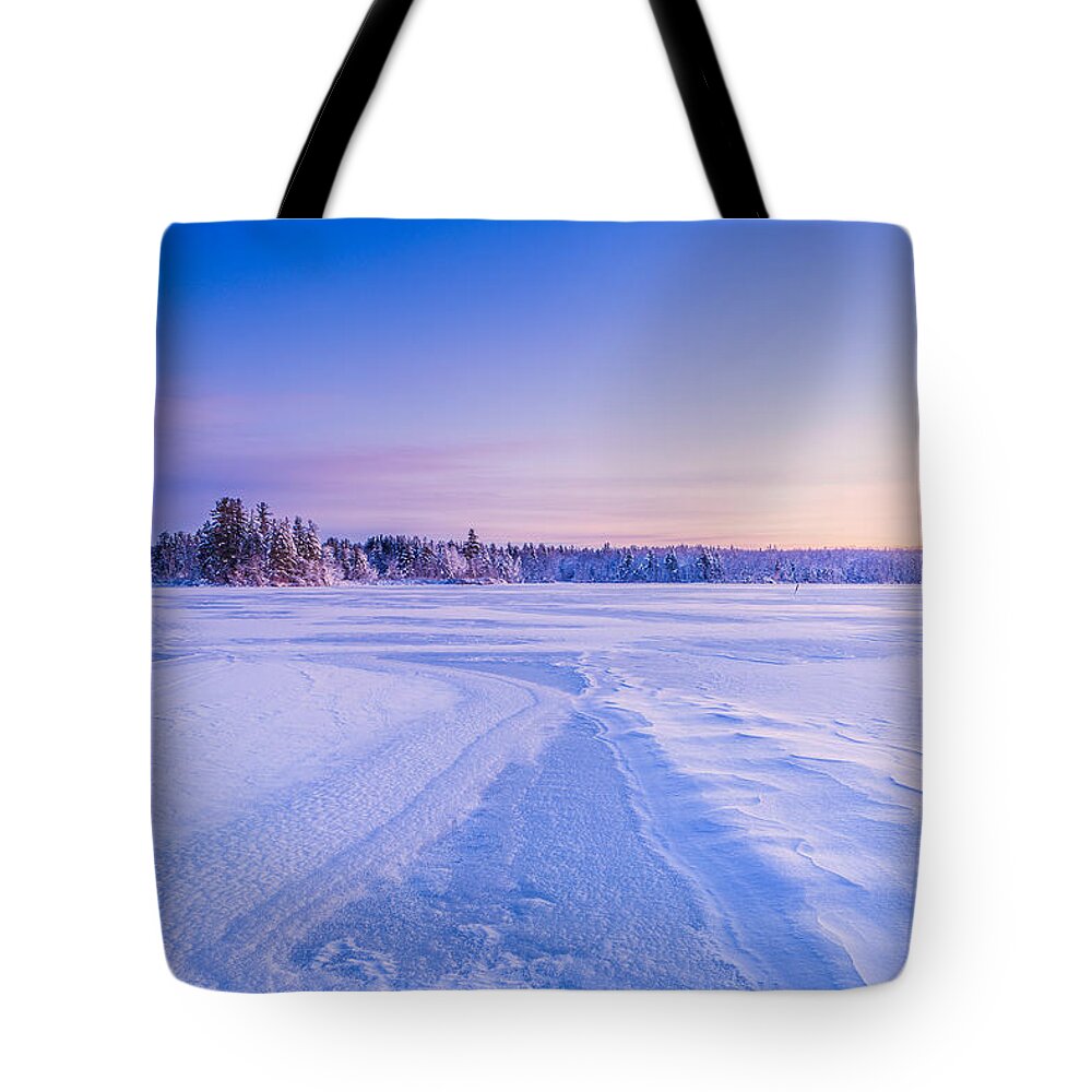 Baxter Lake Tote Bag featuring the photograph Winter Morning Baxter Lake NH by Jeff Sinon