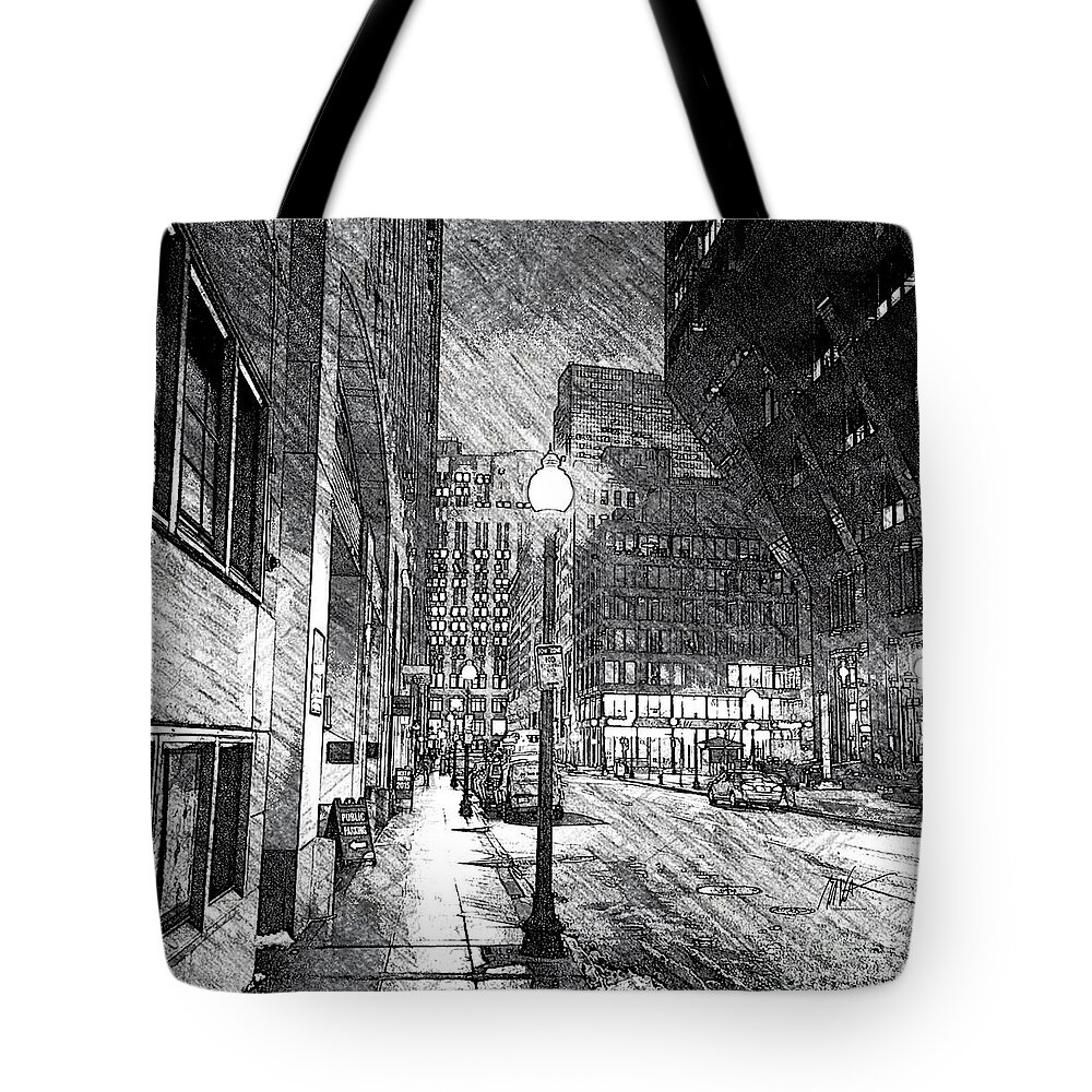 Winter Tote Bag featuring the photograph Winter Morning-Boston Financial District by Mark Valentine