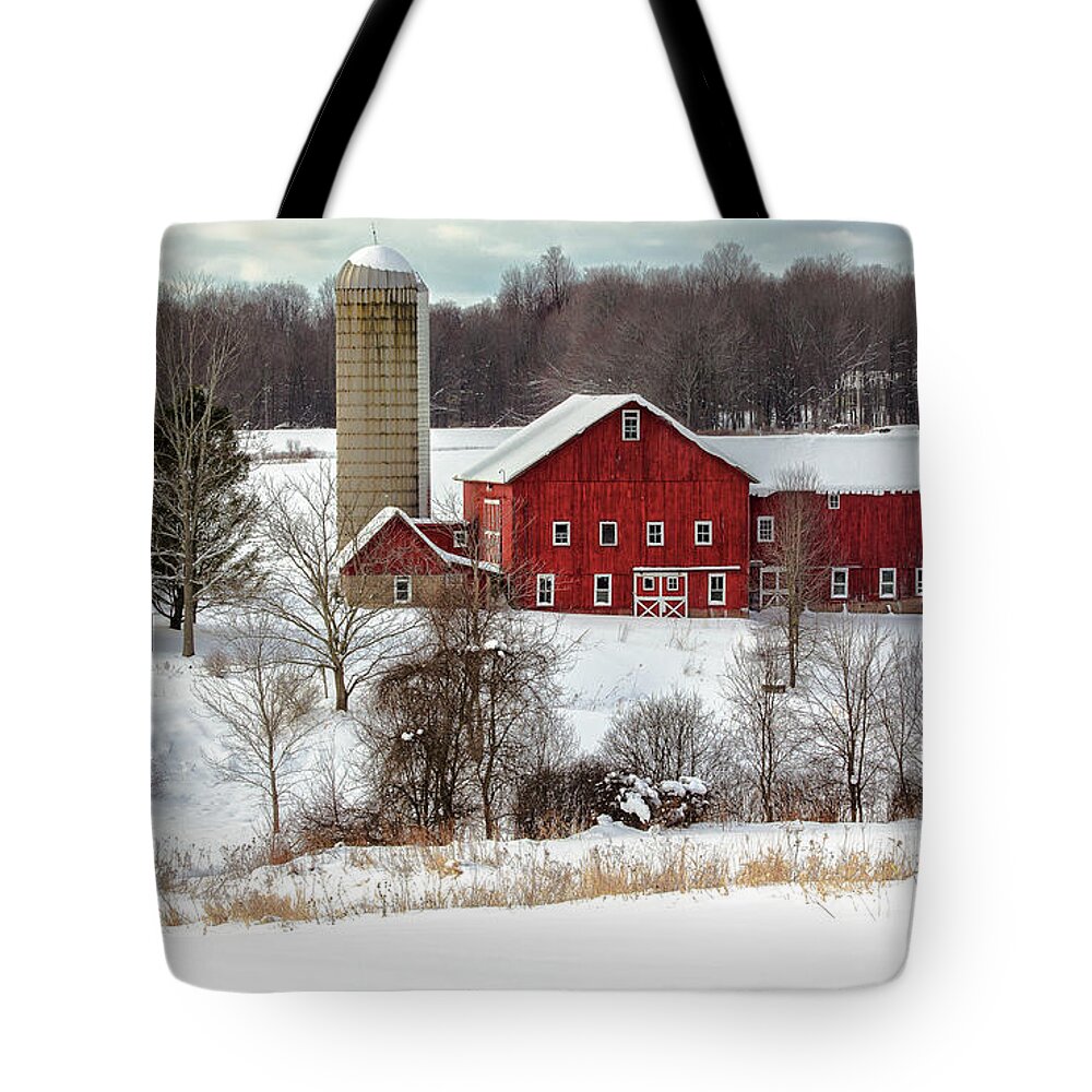 Farm Tote Bag featuring the photograph Winter on a Farm by Rod Best