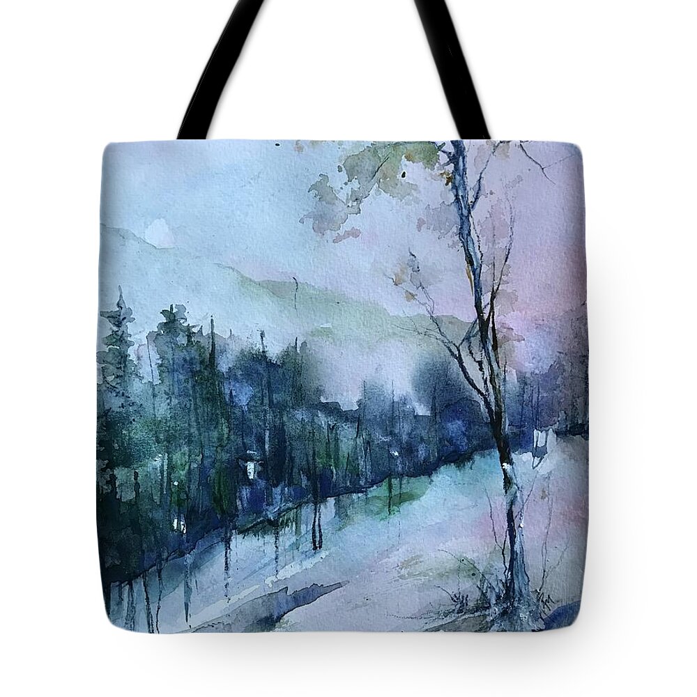 Winter Tote Bag featuring the painting Winter Paradise by Robin Miller-Bookhout