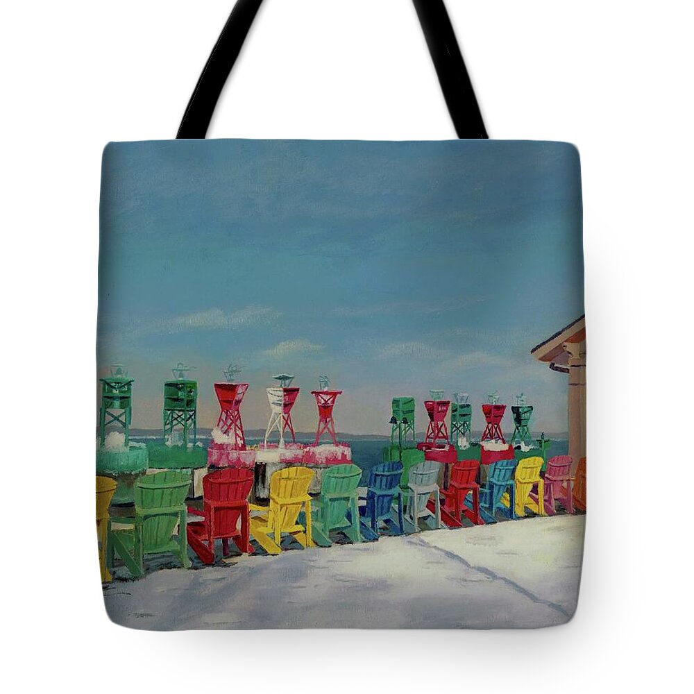 Winter Tote Bag featuring the painting Winter Sentries by Lynne Reichhart
