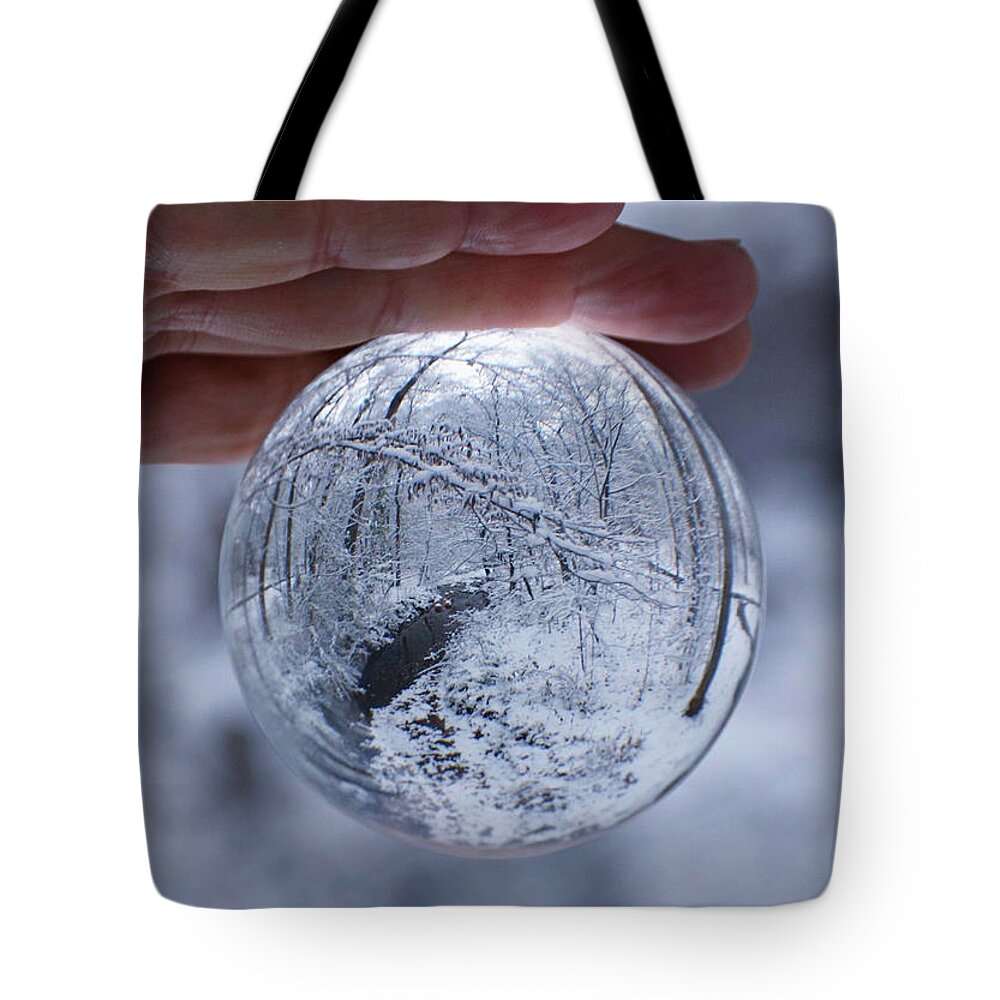 Photo Designs By Suzanne Stout Tote Bag featuring the photograph Winter Snow Globe by Suzanne Stout