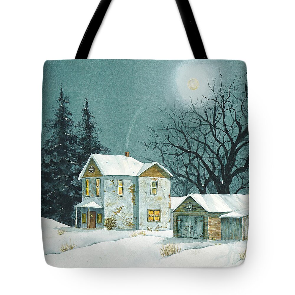 Full Moon Tote Bag featuring the painting Winter Solstice by Lisa Debaets