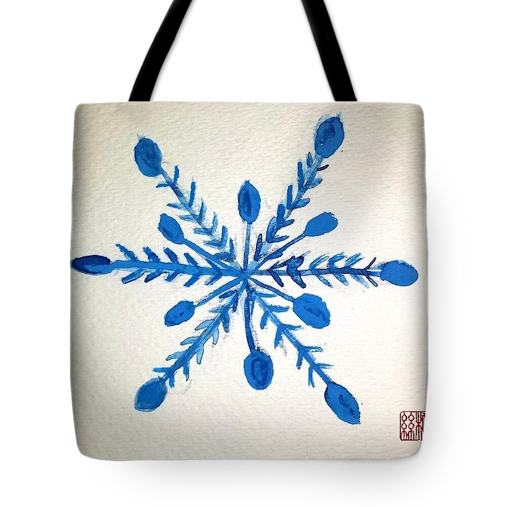 Snowflake Tote Bag featuring the painting Winter Solstice by Margaret Welsh Willowsilk