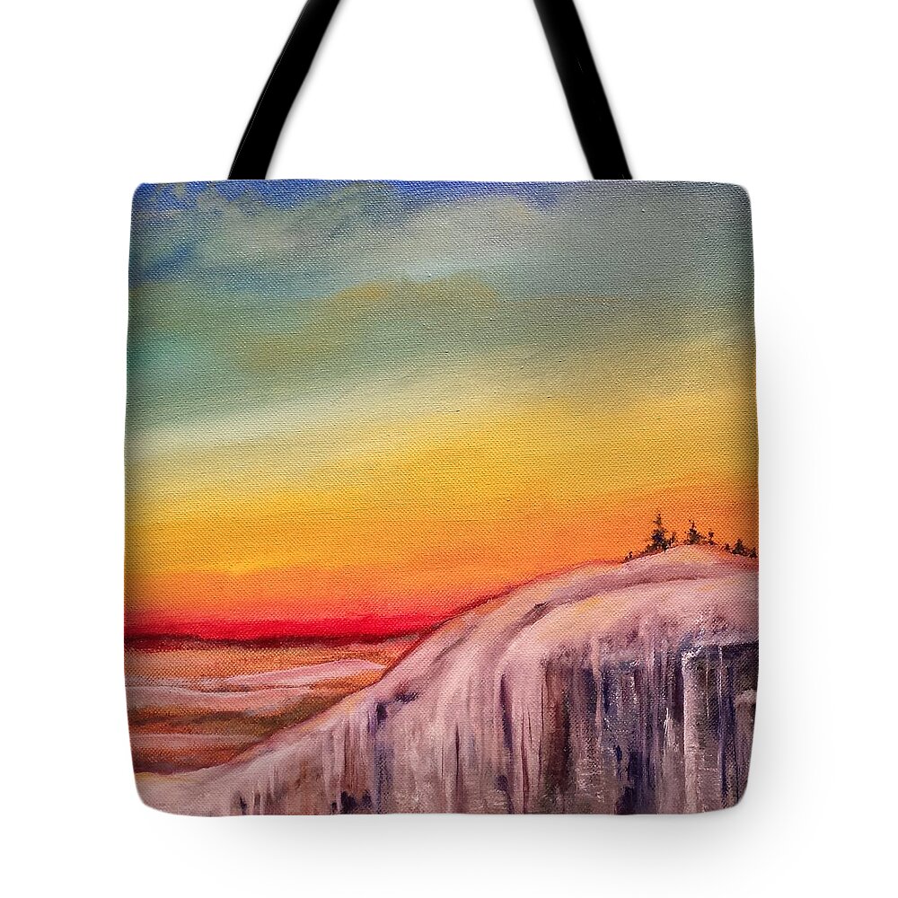 Rainbow Tote Bag featuring the painting Winter Spectrum by Susan E Hanna