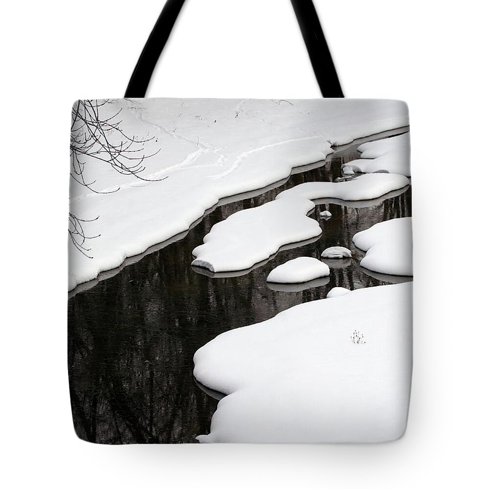 Winter Tote Bag featuring the photograph Winter Stream by Paula Guttilla
