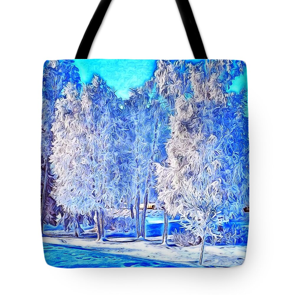 Trees Tote Bag featuring the digital art Winter Trees by Ronald Bissett