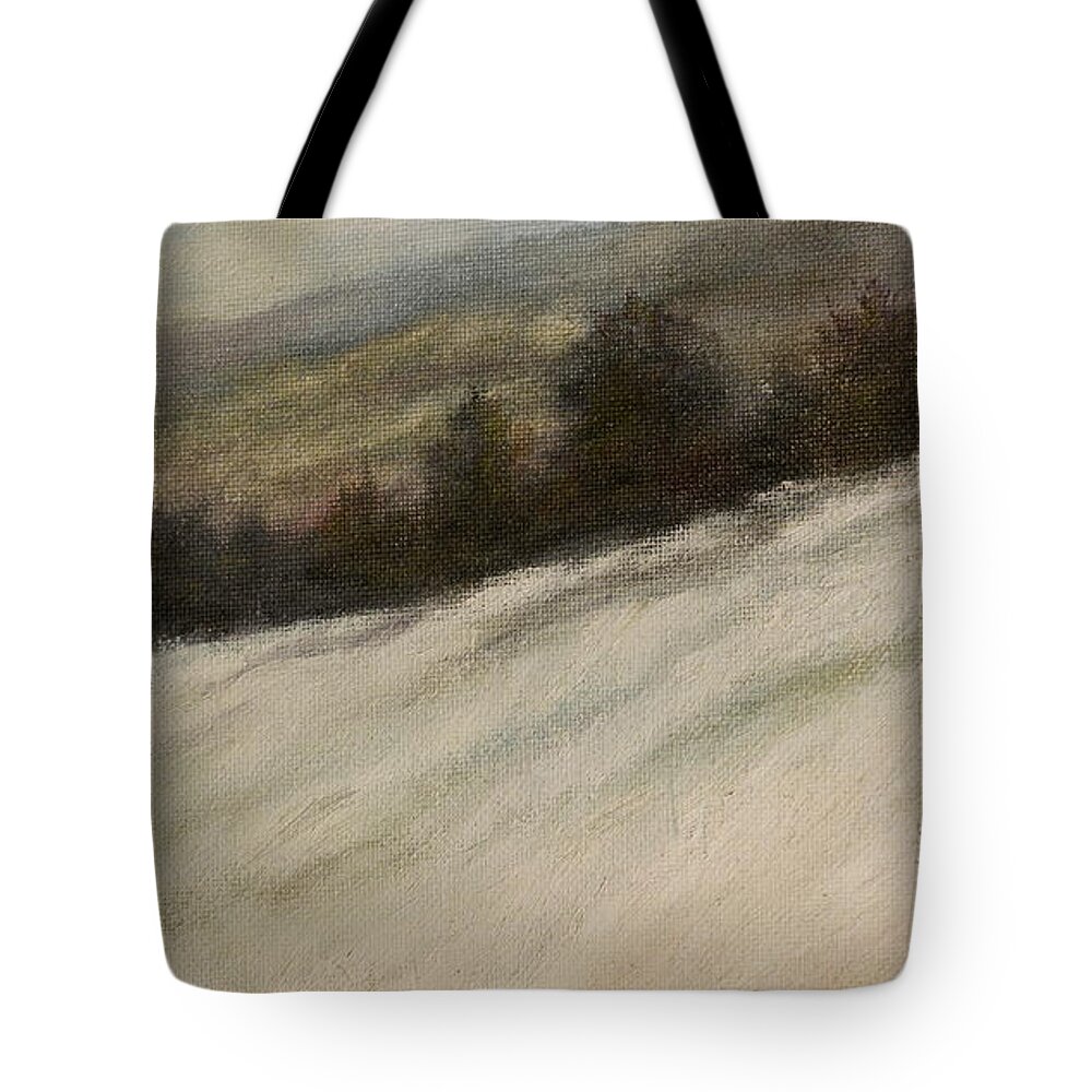 Snow Tote Bag featuring the painting Winter Twilight by Kathleen McDermott