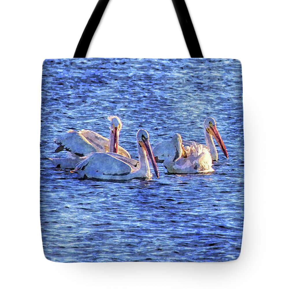 American White Pelican Tote Bag featuring the photograph Winter Visitors by HH Photography of Florida
