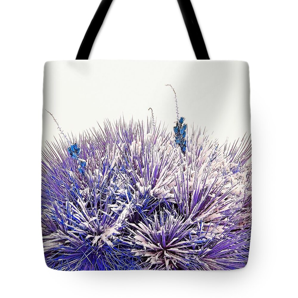 Winter Tote Bag featuring the photograph Winter Yucca in Blue by Amanda Smith