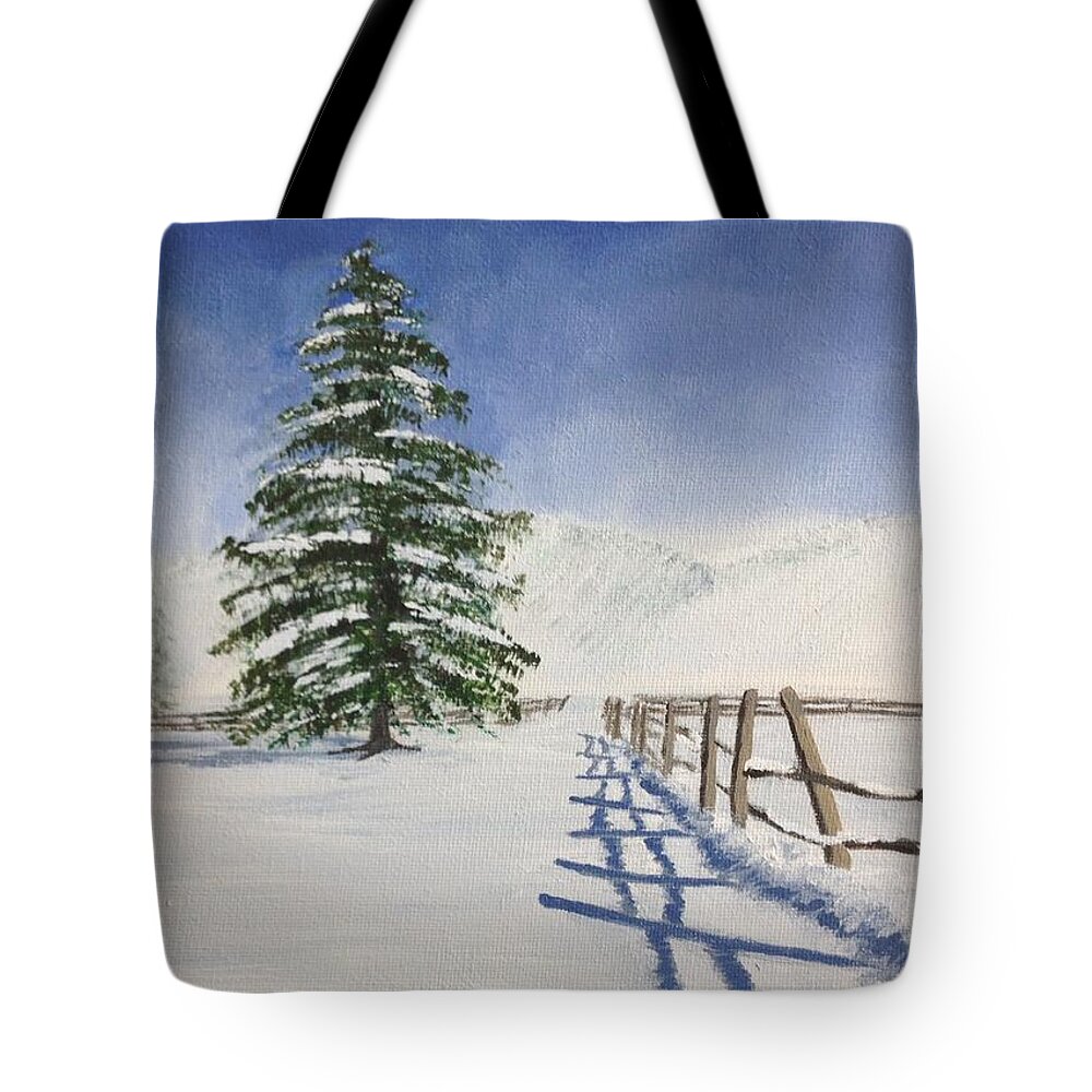 Snow Tote Bag featuring the painting Winter's Beauty by Cynthia Morgan