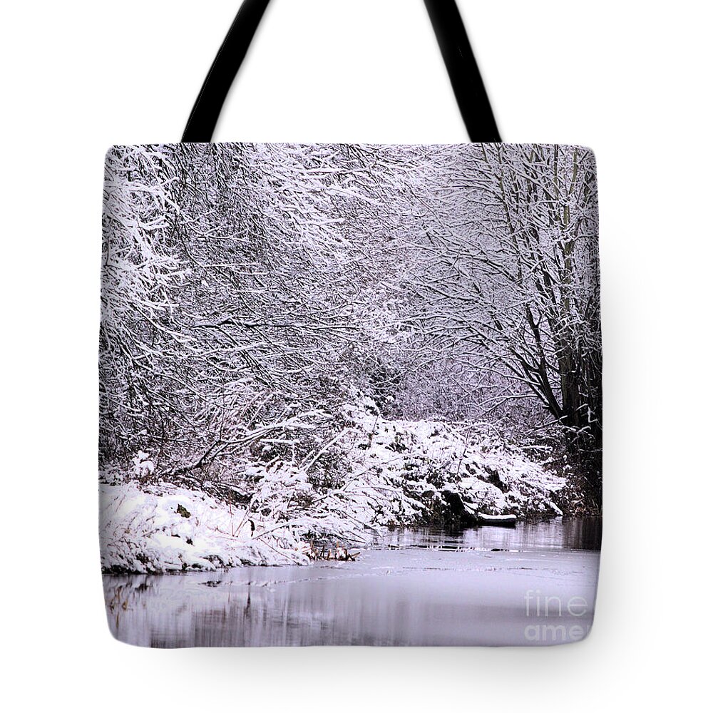Landscape Tote Bag featuring the photograph Winters First Icy breath by Stephen Melia