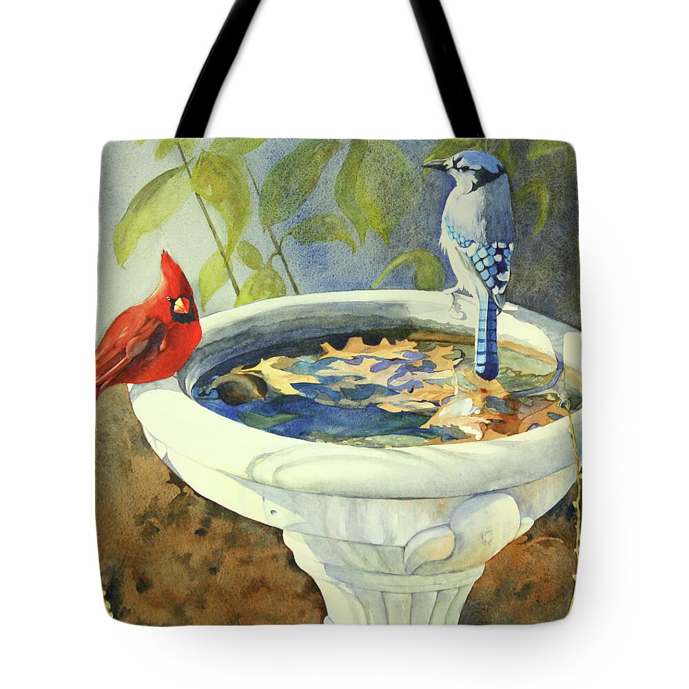 Birds Tote Bag featuring the painting Winter's Harbingers by Brenda Beck Fisher