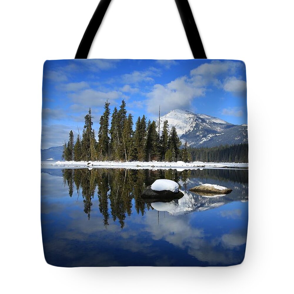 Winters Mirror Tote Bag featuring the photograph Winters mirror by Lynn Hopwood