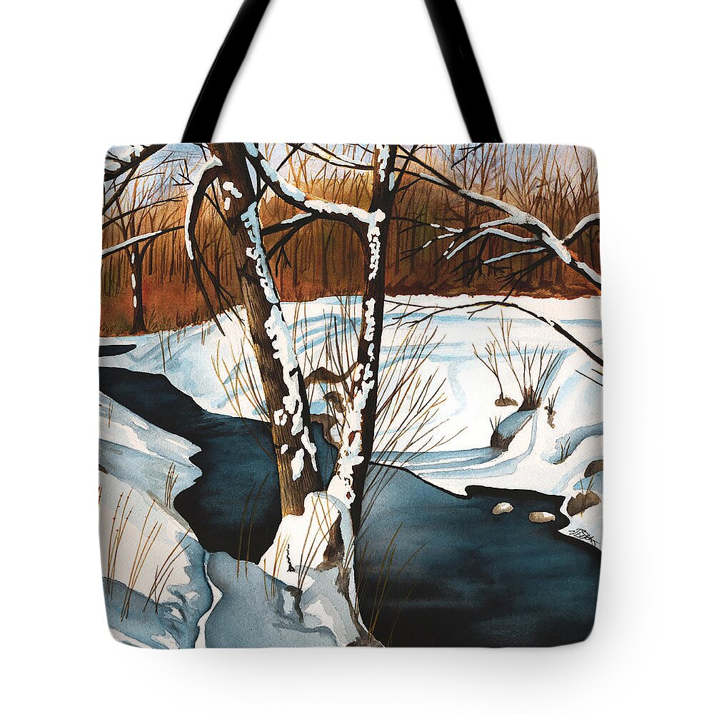 Winter Tote Bag featuring the painting Winterscape by Vic Ritchey