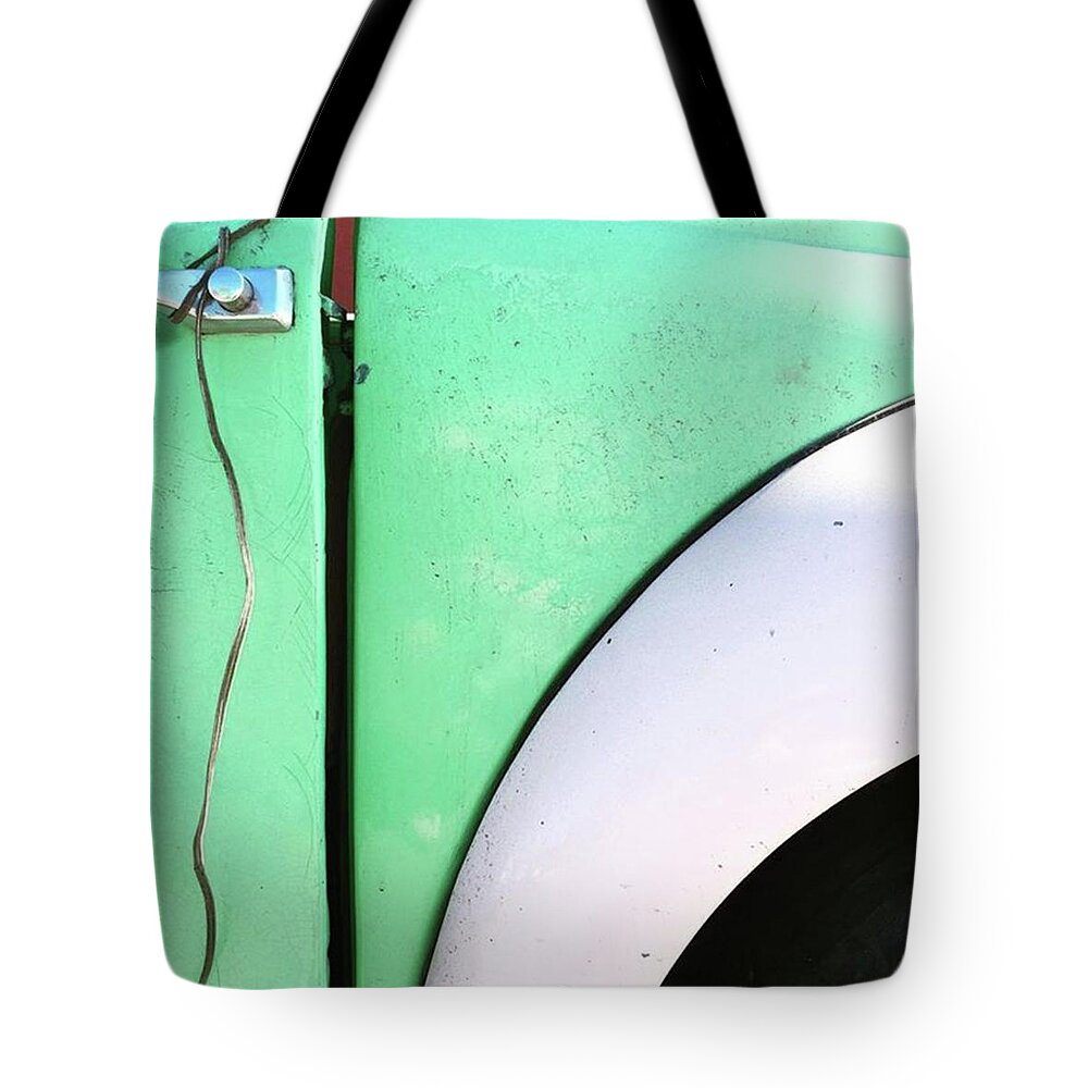 Cardoor Tote Bag featuring the photograph Wired Up #mexico #lapazmexico #car by Ginger Oppenheimer