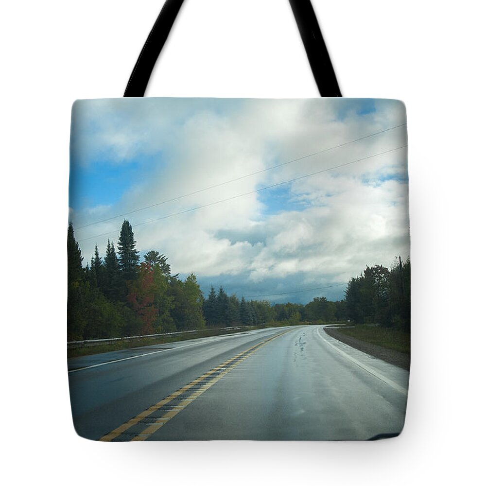 Road Tote Bag featuring the photograph Wires In The Sky by Steven Dunn