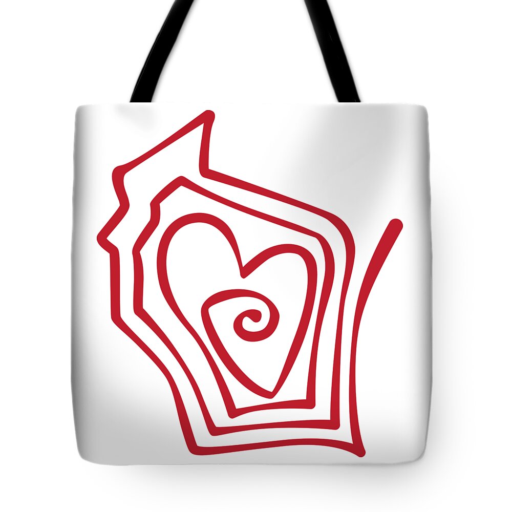 Wisconsin Tote Bag featuring the digital art Wisconsin Drawn by Geoff Strehlow