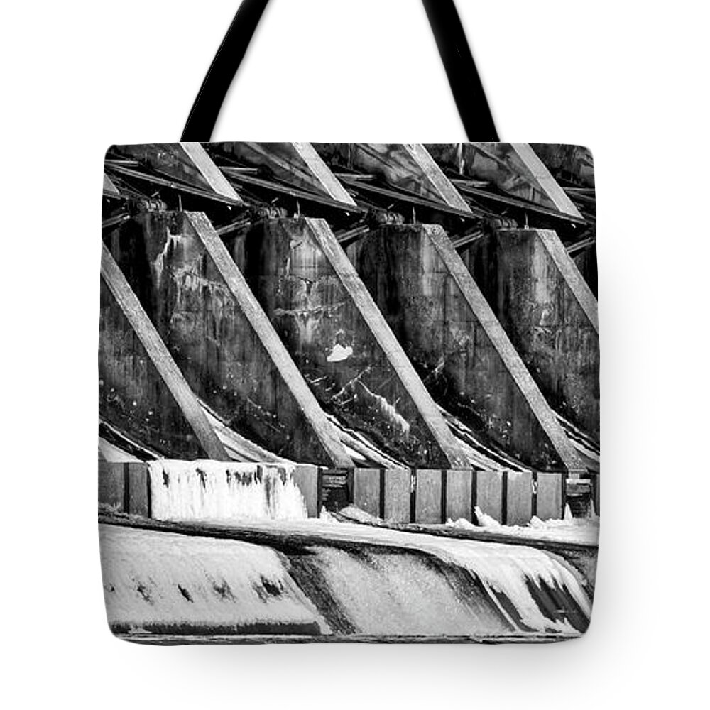 Wisconsin River Tote Bag featuring the photograph Wisconsin River Dam by Steven Ralser