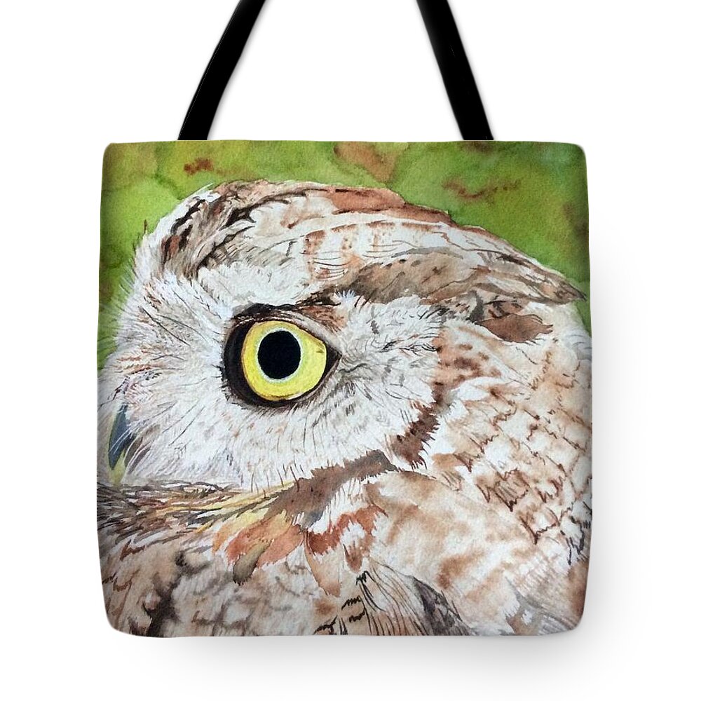 Owl Tote Bag featuring the painting Wise Guy by Sonja Jones