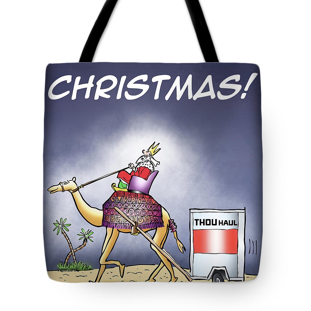 Christmas Tote Bag featuring the digital art Wise Man Trailer by Mark Armstrong